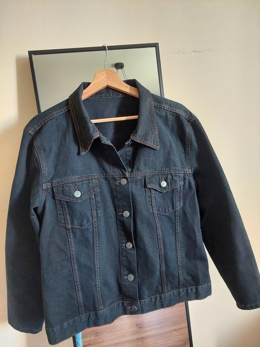 Kurtka jeansowa czarna jeans dżins made in italy srebrne guziki motocyklowa katana