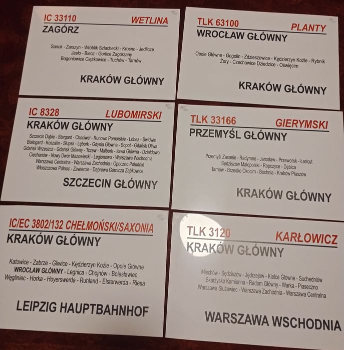 6 sztuk tablic relacyjnych PKP plastikowych