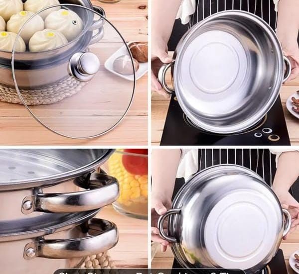 Panela a vapor em aço inoxidável