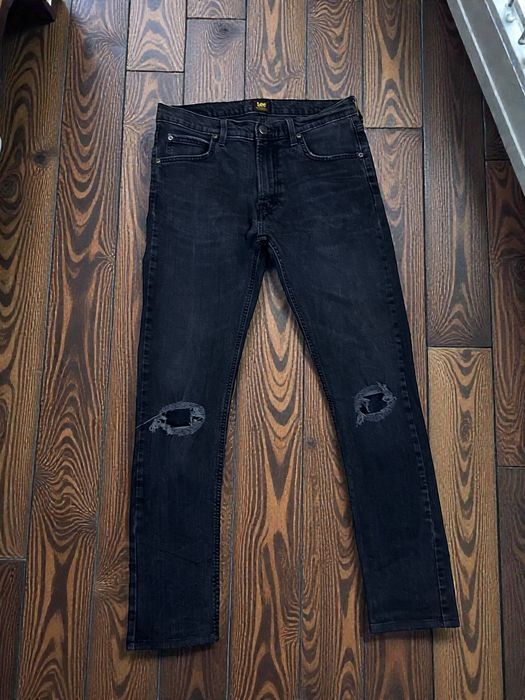 Lee Luke W32 L34 męskie czarne dżinsy z dziurami men's black ripped jeans