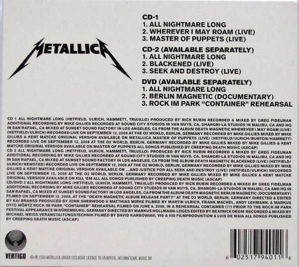 CD Metallica – All Nightmare Long CD1+CD2 DIGIPACK