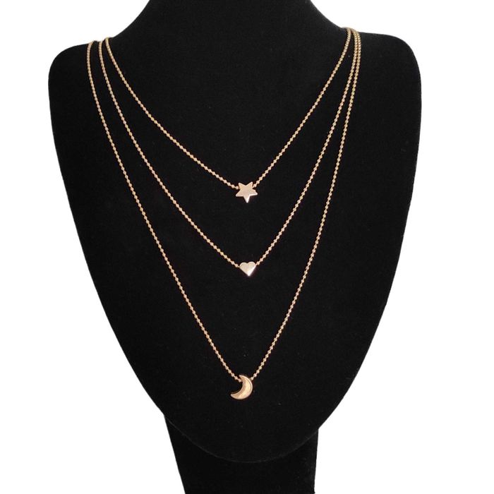 Łańcuszek- potrójny – serce gwiazda księżyc kol. złoty – NOWY