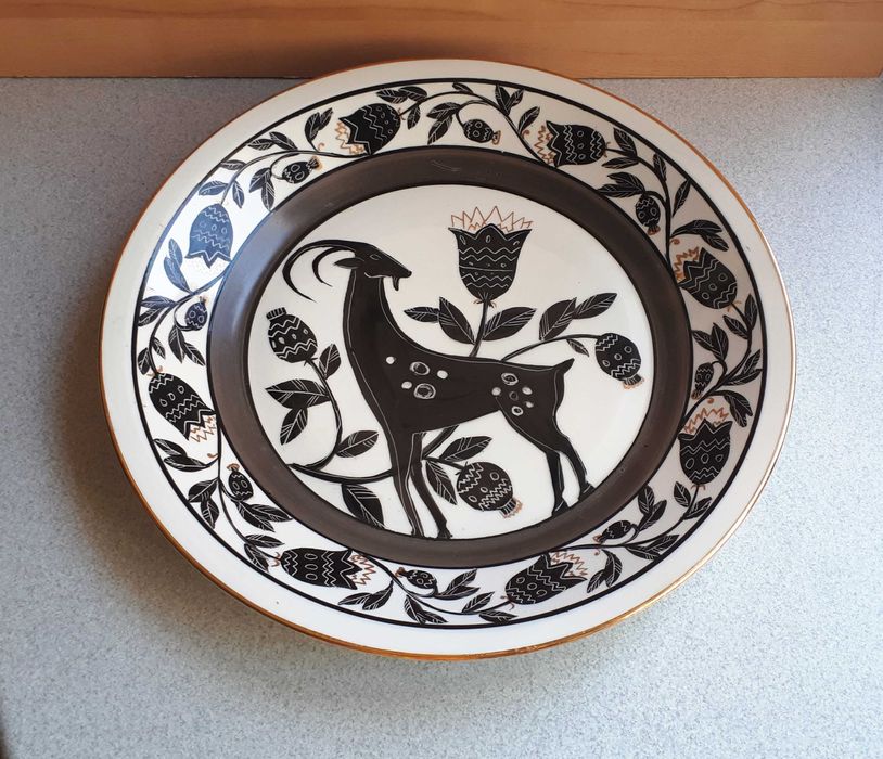 duża patera Chodzież Kwiatogal Cepelia talerz ręcznie malowany vintage