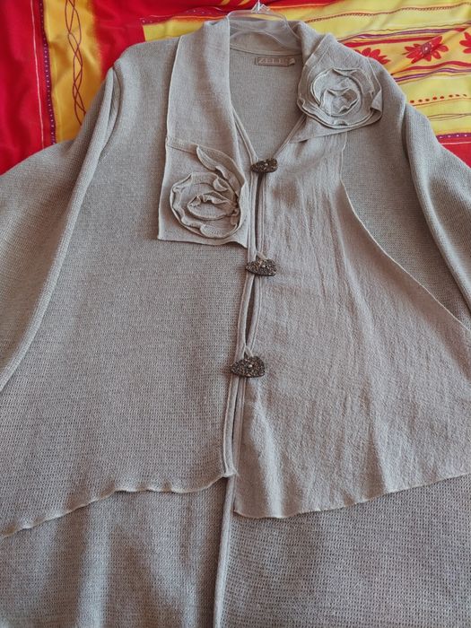 Sweter kardigan len roz 48.  4 XL REZERWACJA