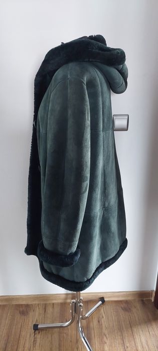 Prawdziwy kożuszek skórzany damski z kapturem, M/L