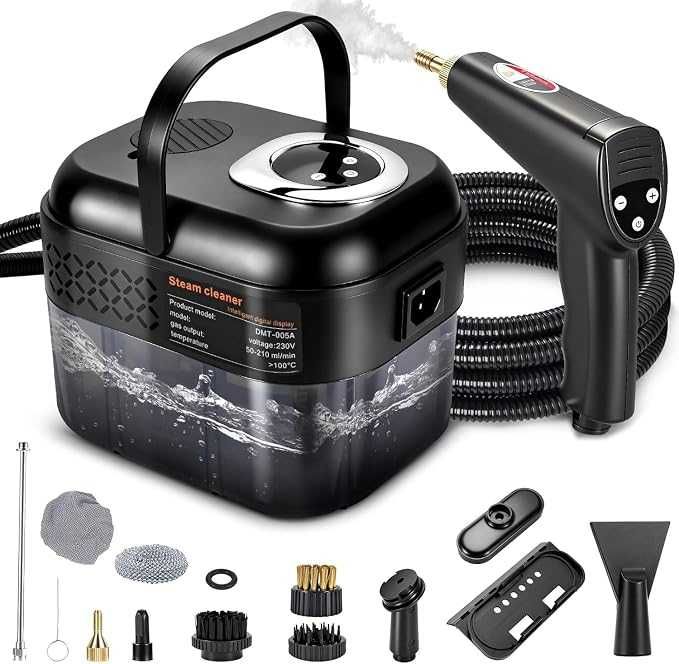 RUIZHI 6-stopniowa myjka parowa z 12 akcesoriami, zbiornikiem 1700ml, 1500 W, ciśnienie pary 3,5 bara