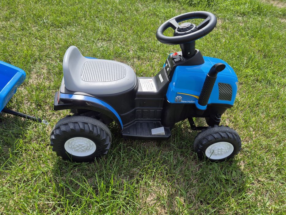 Traktor na Akumulator z przyczepą A009 Niebieski