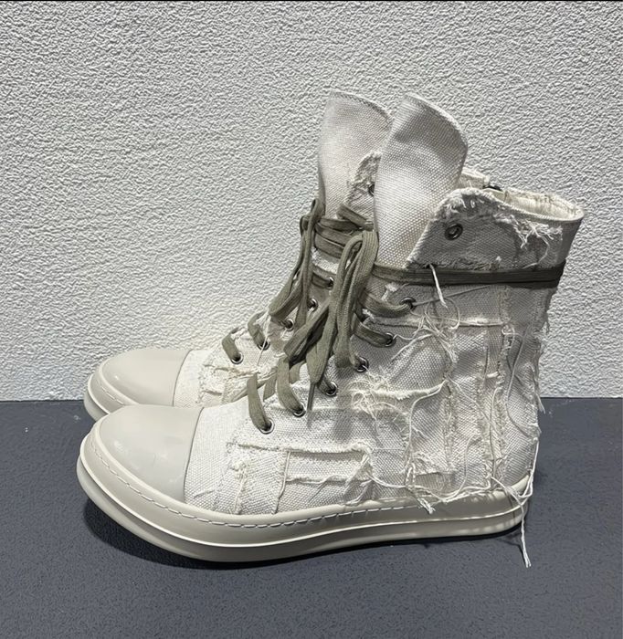 Rick Owens Ramones Distressed,высокие рамоны,рик овенс геобаскет