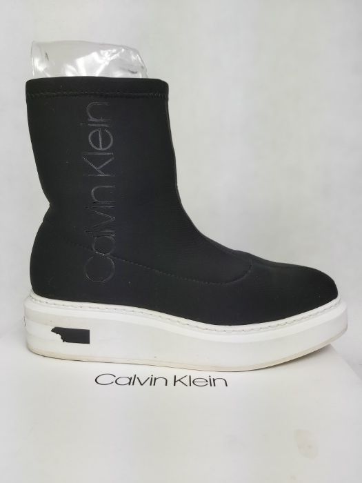Ekskluzywne botki CALVIN KLEIN strecz półbuty kozaki 38 platforma czar