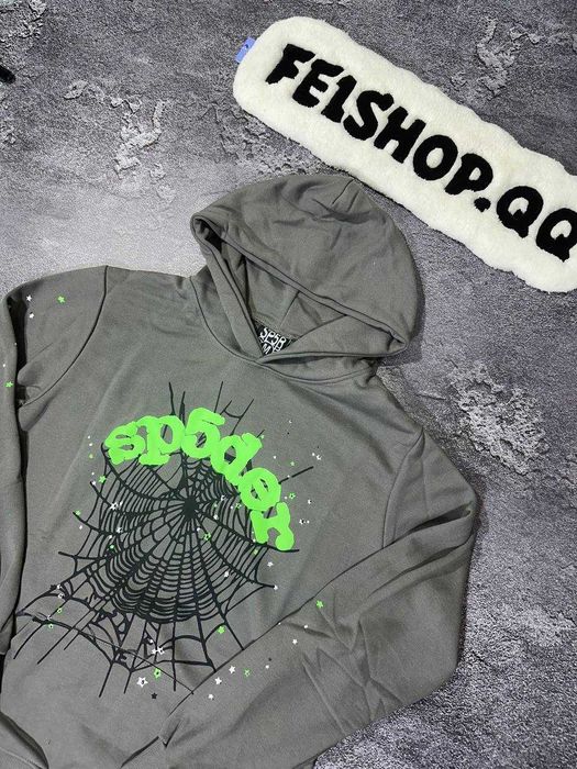 Худі Sp5der, спайдер худак, худі Atlanta grey dril y2k Broken Chrome
