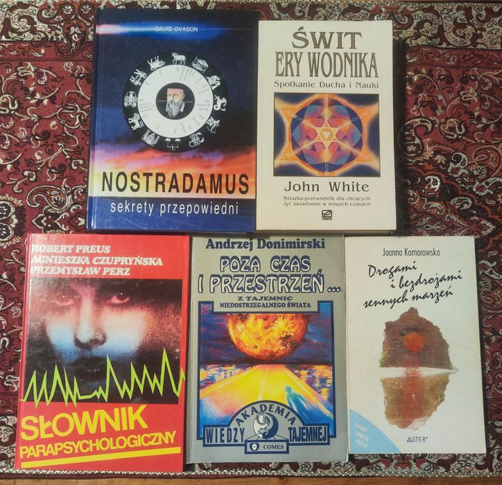 Zestaw 5x Ezoteryka lata 90 UNIKATY | Nostradamus, Słownik, New Age