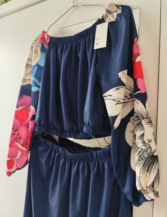 Włoski komplet bluzka hiszpanka i spódnica WISKOZA