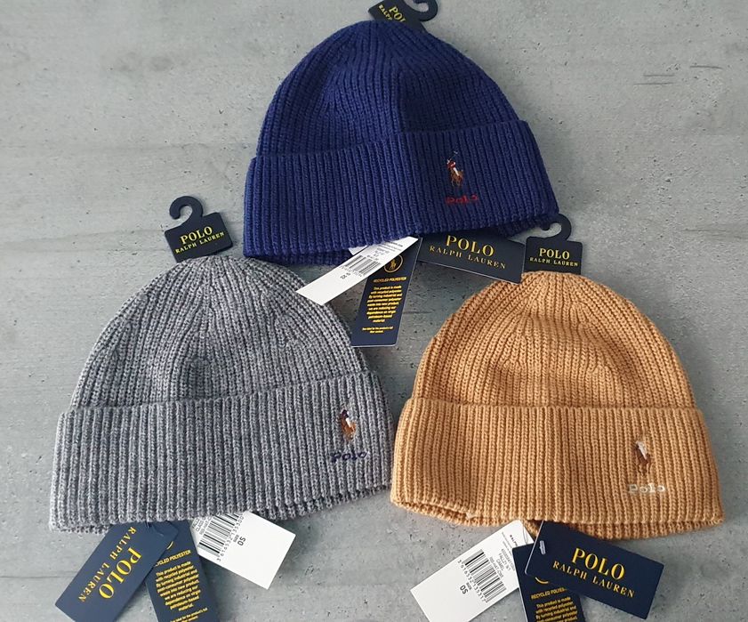 Шапка Polo Ralph Lauren з домішкою вовни. Оригінал, темно синя і