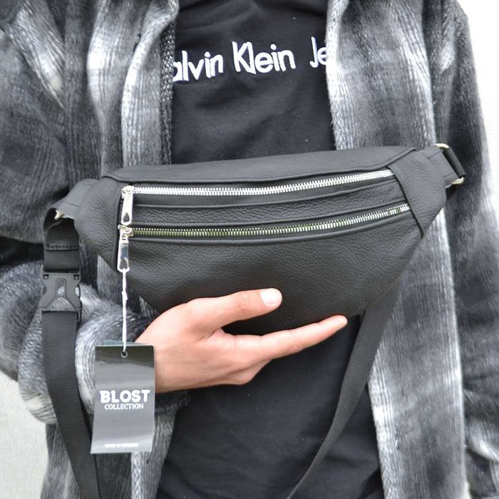 Бананка з натуральної шкіри, сумка чоловіча жіноча, барсетка шкіряна