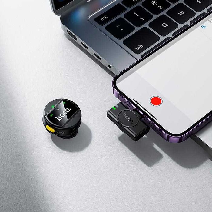 Микрофон беспроводной петличный HOCO L21 Lightning ENC 10-15 м 5-6 ч