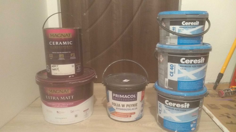 Farba Magnat, Folia w płynie, Fuga Ceresit grafit, manhattan, REMONT