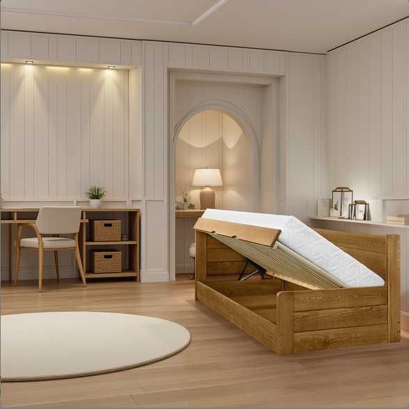 drewniane łóżko otwierane do góry ze skrzynią VIGO 100x200 + 150 kg!