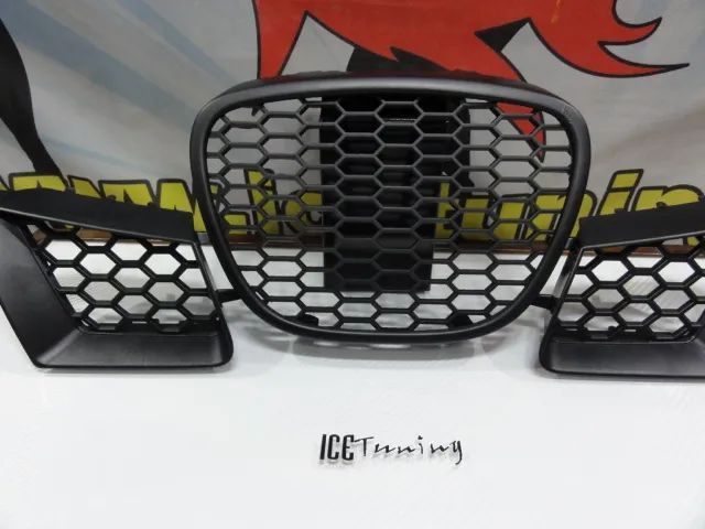 Kit 3 Grelhas (Frontal e laterais) em favo de mel para Seat Ibiza 6L 2002-2008 tipo Cupra em plástico