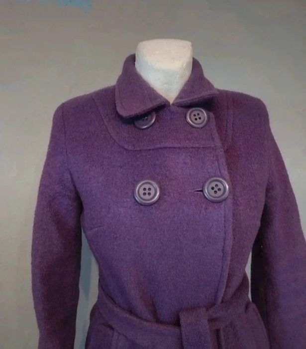 Elegancki płaszcz damski fioletowy Diadema wełna wiskoza