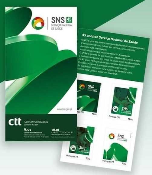 45 Anos do SNS - Booklet CTT 4 selos auto adesivos - 2024