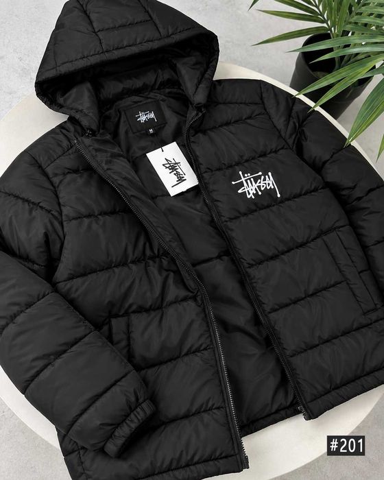 Осіння Куртка Стусси / Черный Микро Пуховик Stussy / XS S M L XL