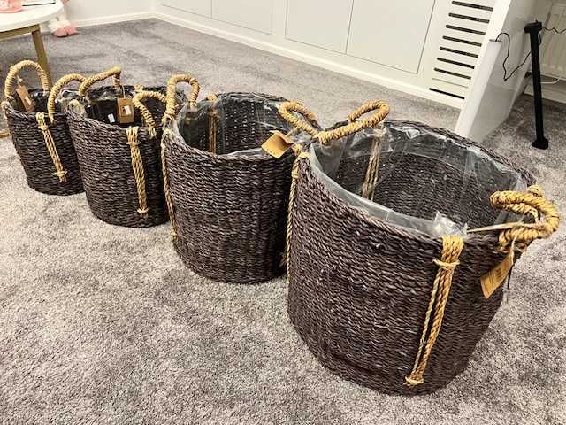 Fantastyczny zestaw koszy na doniczki z trawy morskiej 4szt Nowe
