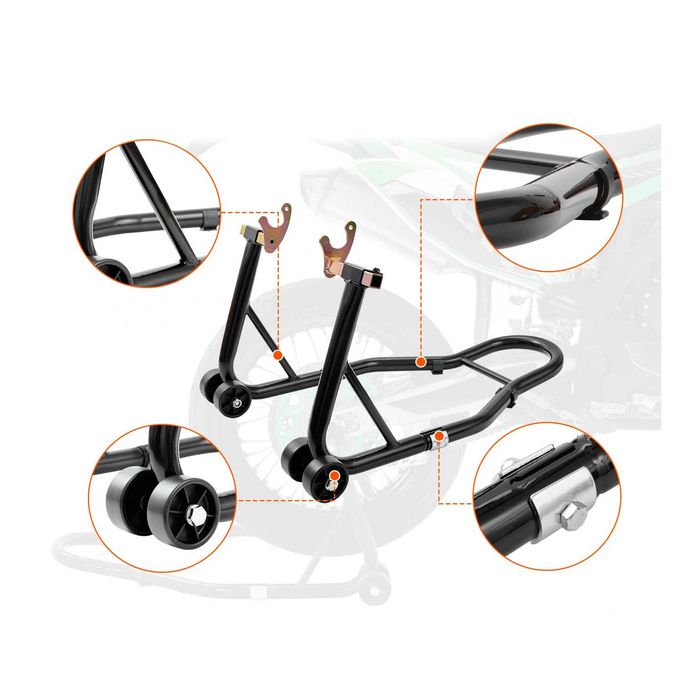 Cavalete elevador para moto - Suporte dianteiro e traseiro 385 kg