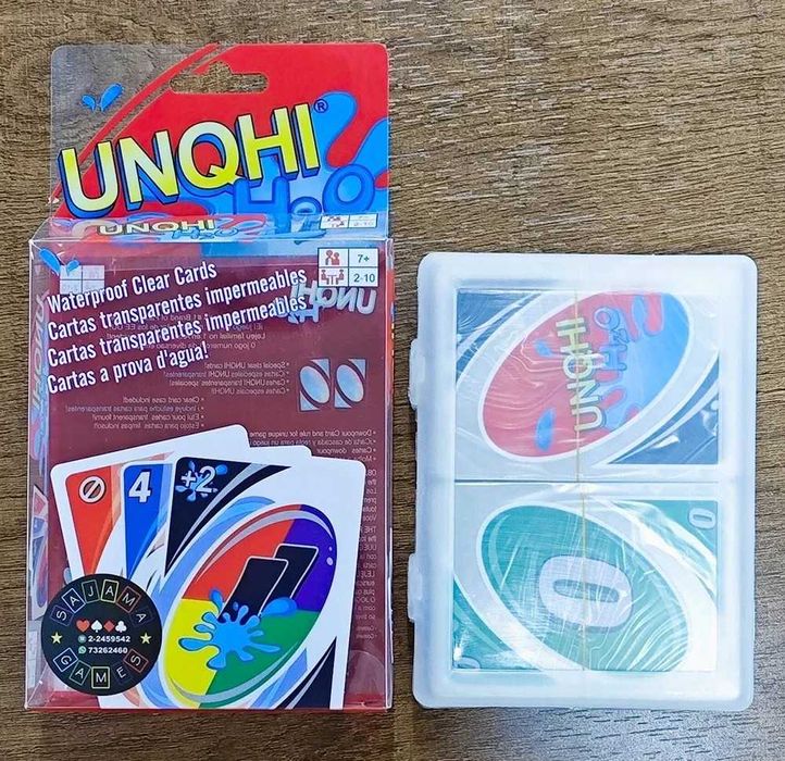 UNO H2O 108 Cartas PVC Plástico Transparente