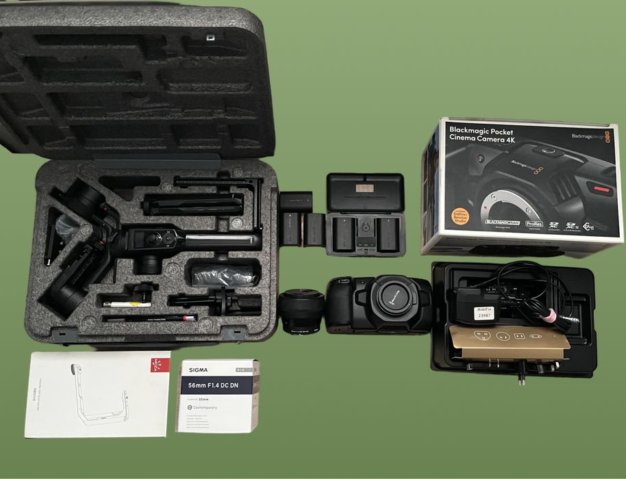 ZESTAW - Blackmagic pocket 4k / Sigma 58mm f1.4 + Akcesoria