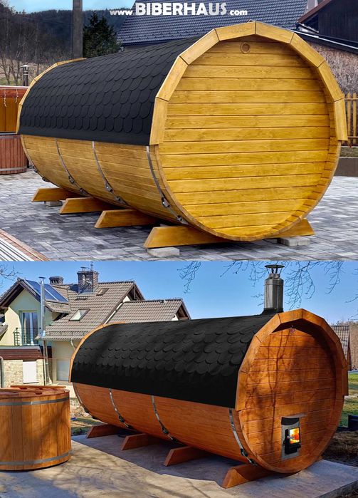 SAUNA Ogrodowa 400 cm + GRATIS Beczka 500L + Akcesoria