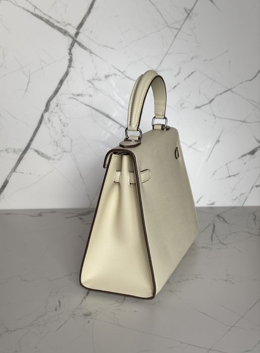 Сумка Hermes Kelly 25 epsom white, Ермес Келлі чорна, Эрмес Келли