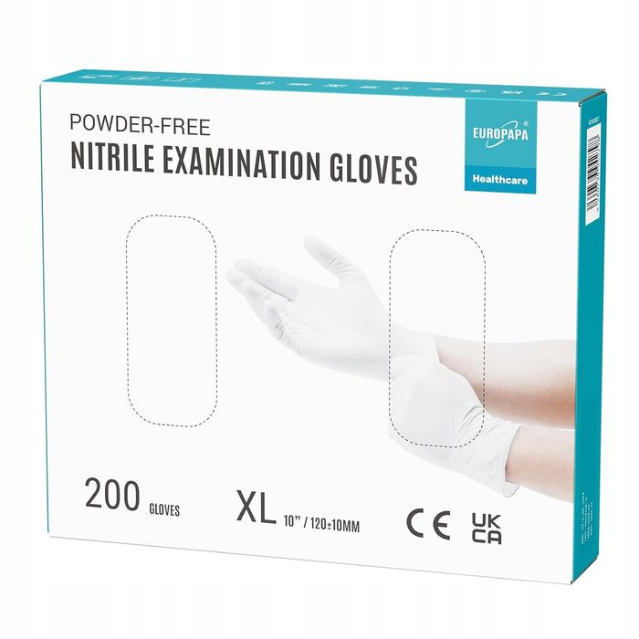 Europapa 200x Jednorazowe Rękawiczki Nitrylowe Xl Białe