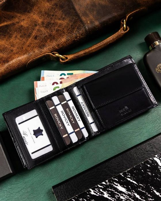 duży, skórzany portfel męski bez zapięcia - rovicky