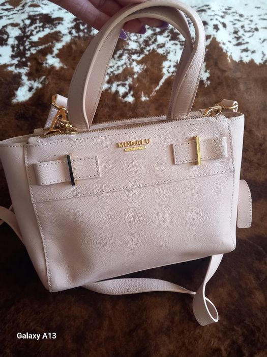 Modalu torebka pudrowa skóra naturalna