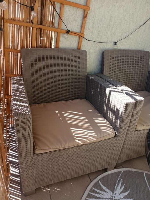 Zestaw mebli na balkon technorattan 2 fotele, schowek