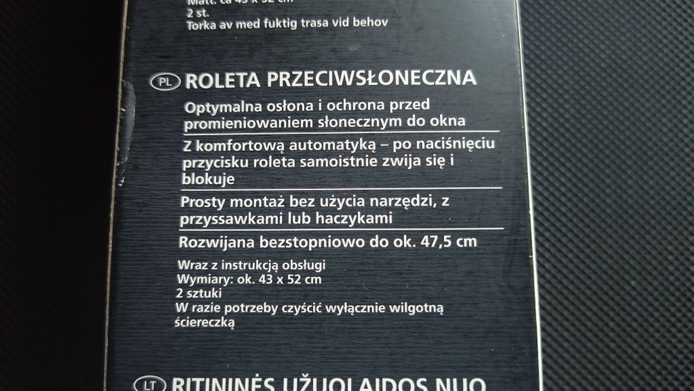 2x Roleta przeciwsłoneczna do samochodu