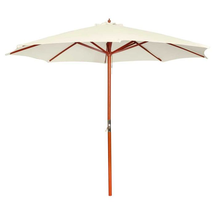Parasol ogrodowy, drewno, korbka, 300 x 258 cm, piaskowa biel, 363105