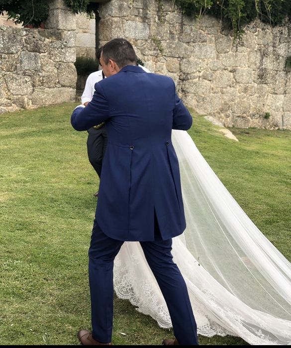 Fato homem azul (calças, meio fraque, colete)