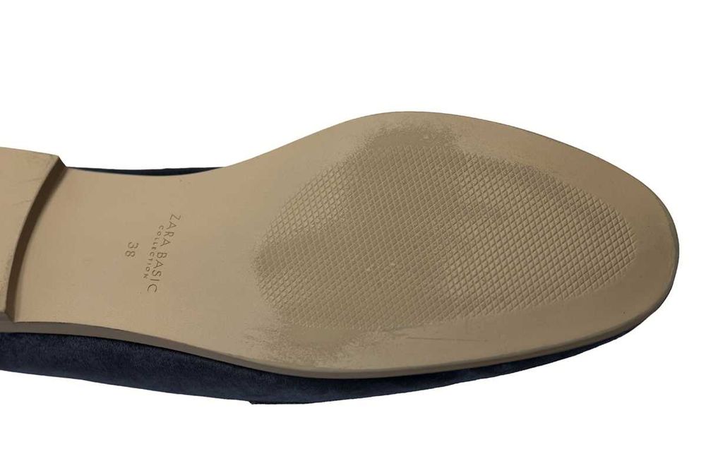 Pantofle płaskie damskie Zara Basic głęboki granatowy rozmiar 38