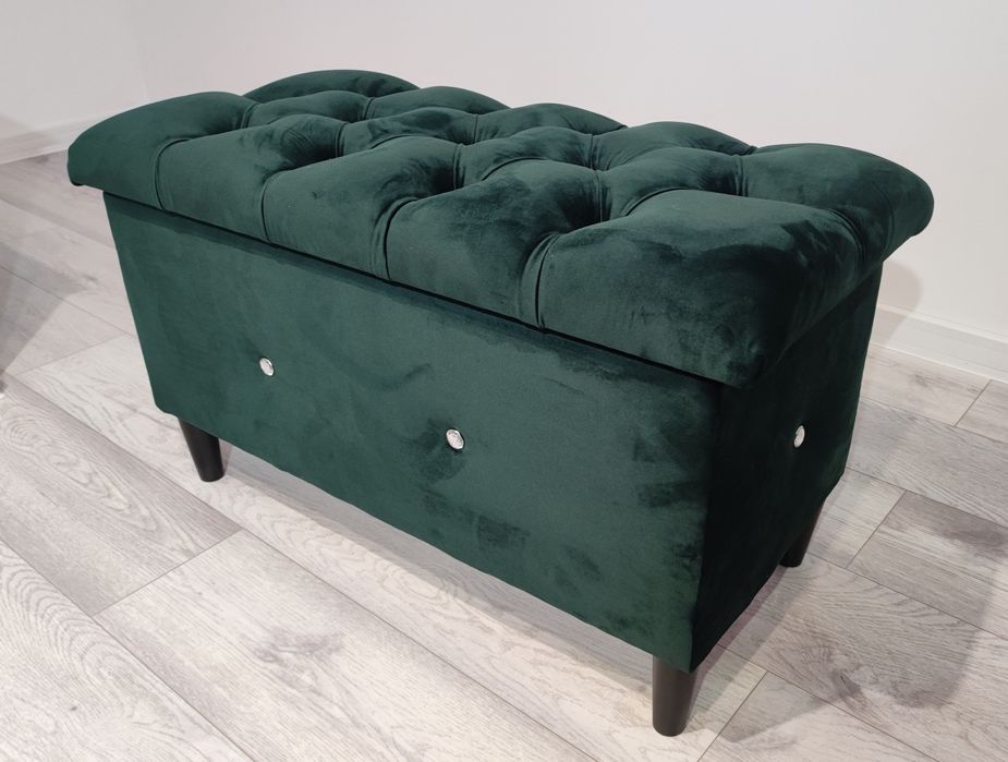 PROMOCJA.! Pufa Duża Otwierana Pikowana kryształki Ala Swarovski 80 60