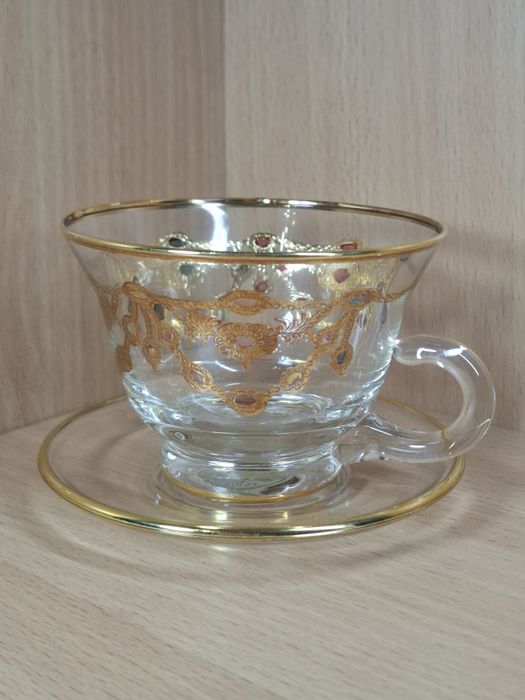 Чашка с блюдцем TIMON Colleczione, оригинал, стекло, ручная роспись