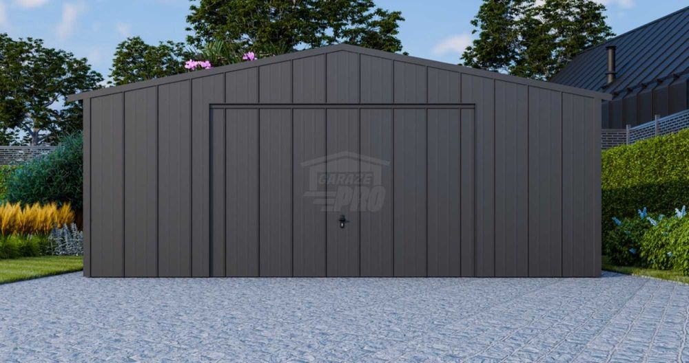 Garaż blaszany 7x6m brama okno drzwi blacha na rąbek dach GP647