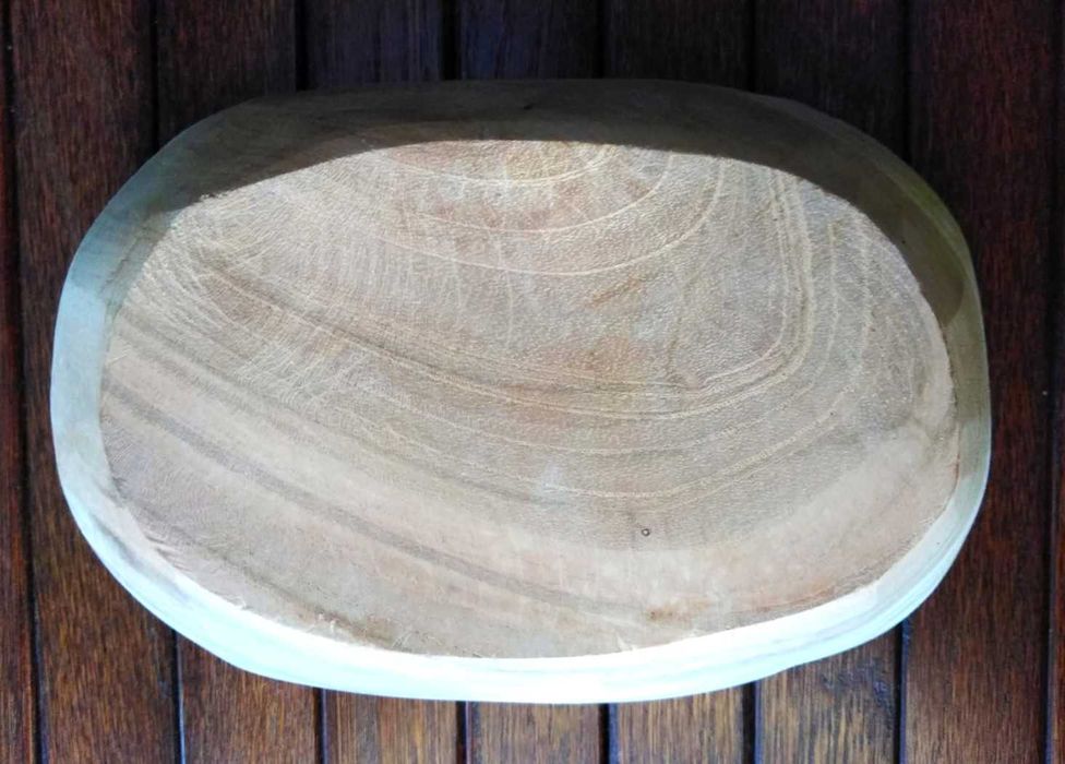 Dekoracyjna misa miseczka patera z surowego drewna tekowego teak wood