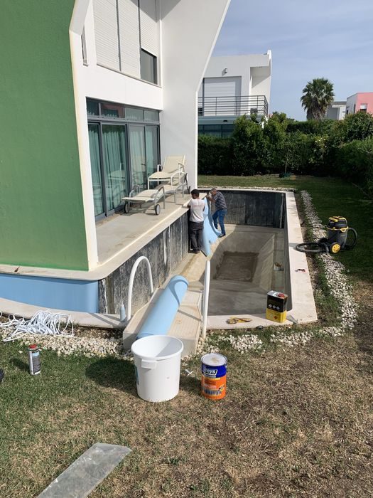 Aplicacao tela armada piscina