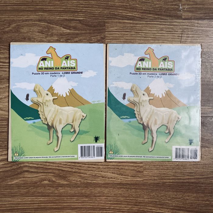Lote puzzles 3D em madeira “Animais no Reino da Fantasia”