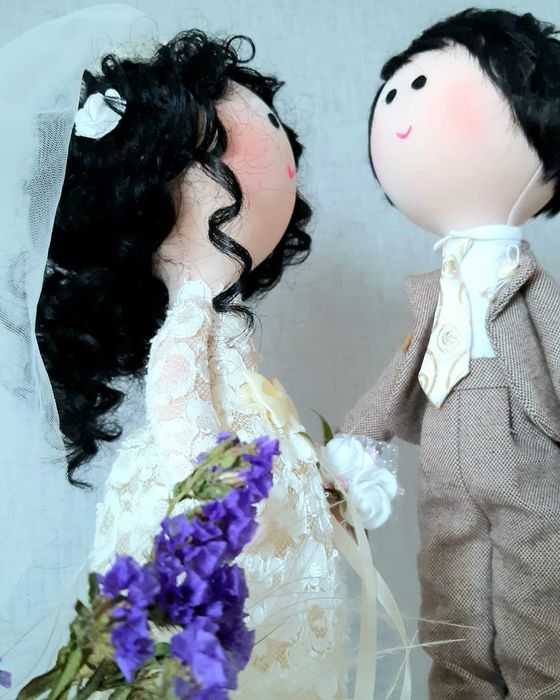 Текстильная кукла ручной работы свадебная пара