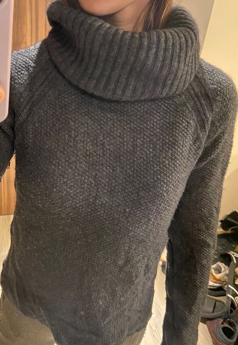 Sweter golf damski ciepły wełna szary antracyt