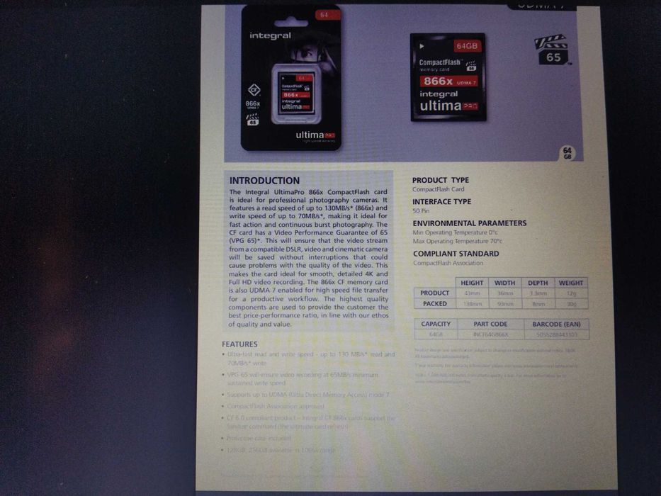 Desde 20 euros: Cartões memória CF (Compact flash) SanDisk e Integral