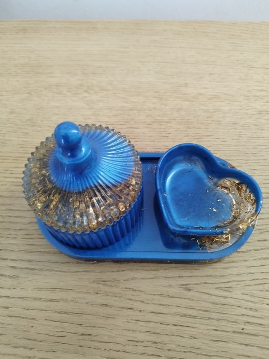 Rękodzieło zestaw na biżuterię z żywicy epoksydowej handmade niebieski