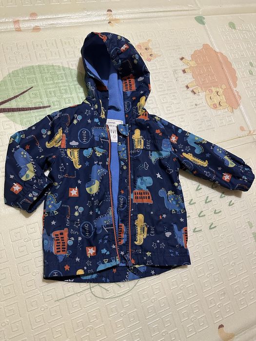 Куртка вітровка дитяча з динозаврами джордж 6-9 міс 74 80 фліс